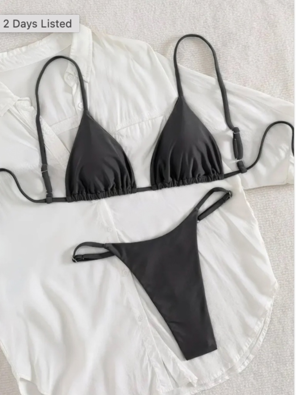 Black Triangle Thong Bikini Set
